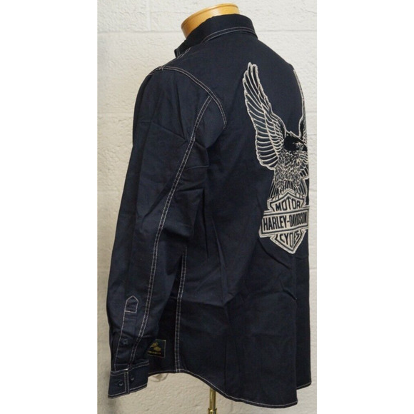 NEW! Harley-Davidson Men's Genuine Classics Eagle LS Woven Shirt, Black, Size M - Picture 4 of 12